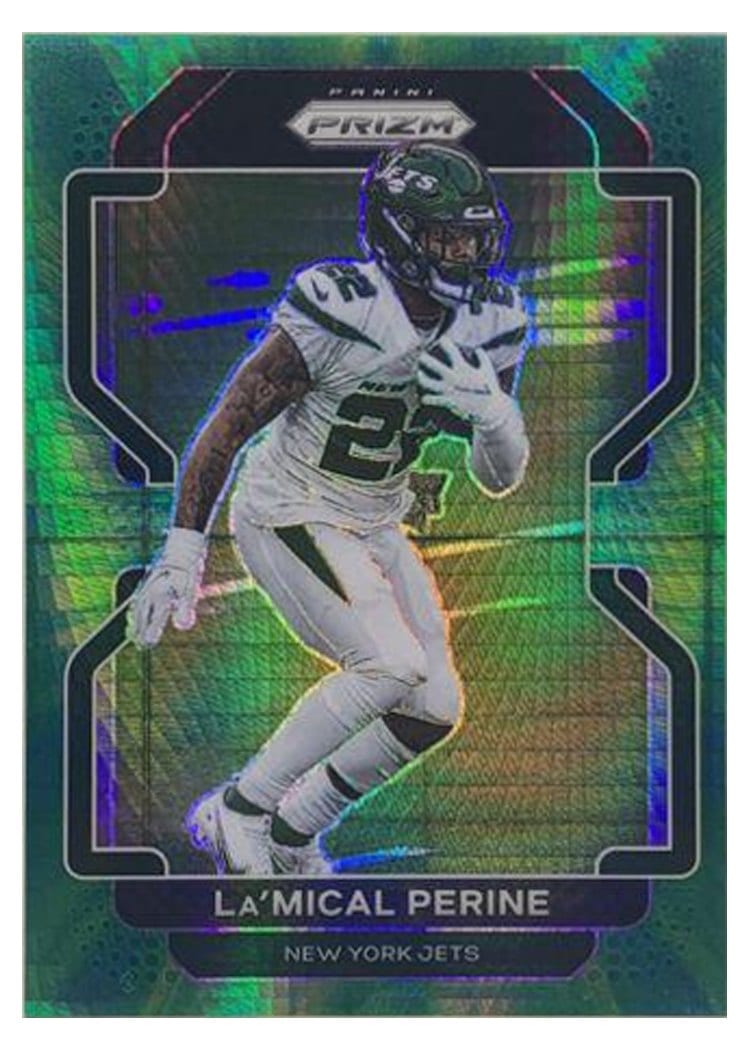 2021 Panini Prizm Base Set La'Mical Perine Hyper Prizm #88 card