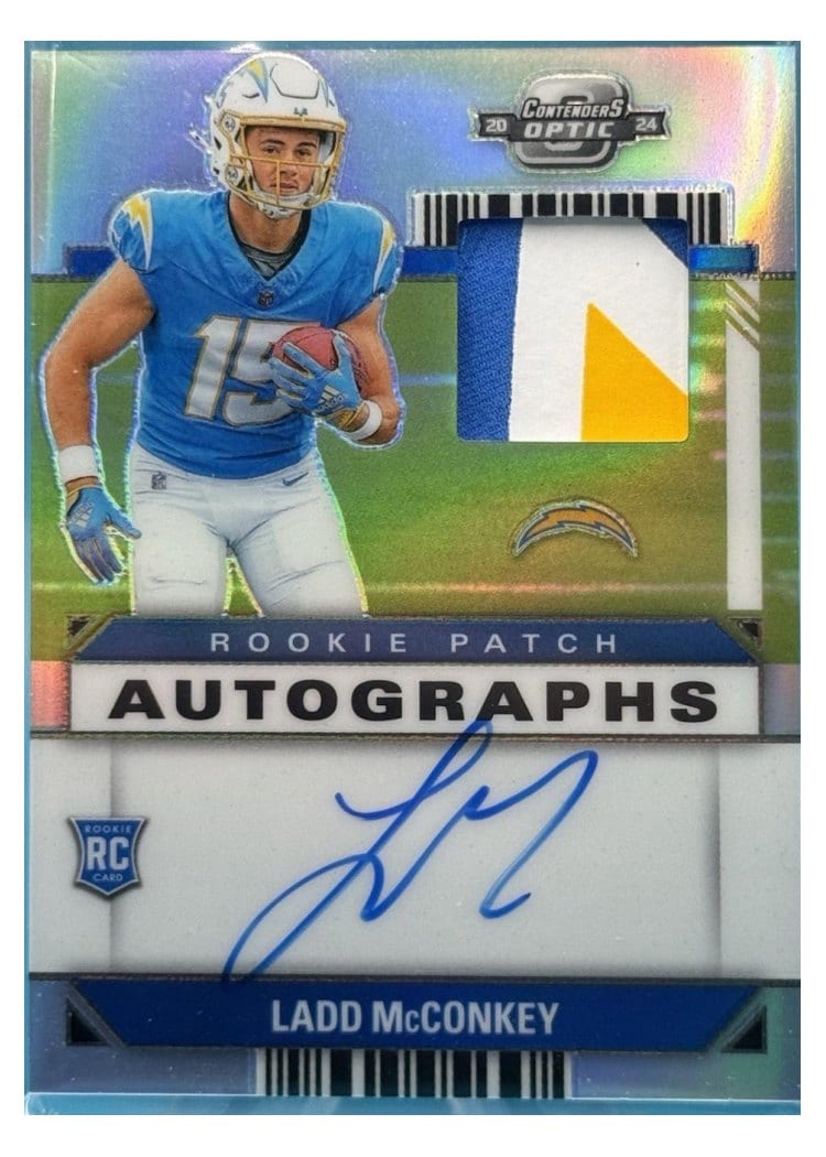 2024 Panini Contenders Optic Rookie Patch Autographs Ladd McConkey #11 card