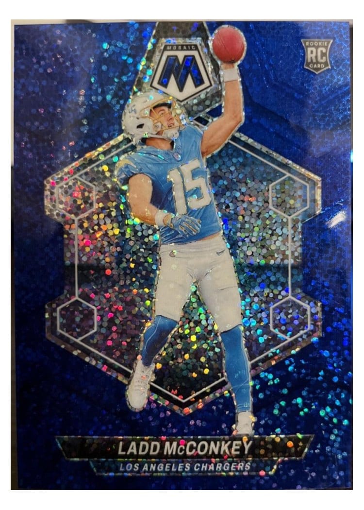 2024 Panini Mosaic Base Set Ladd McConkey Blue Sparkle #334 card