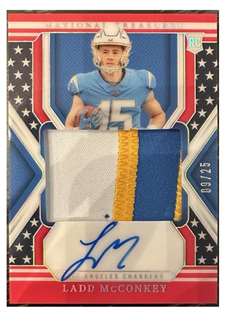 2024 Panini National Treasures Base Set Ladd McConkey #165 card