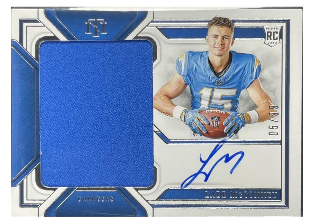 2024 Panini National Treasures Rookie Material Signatures RPS Ladd McConkey #10 card
