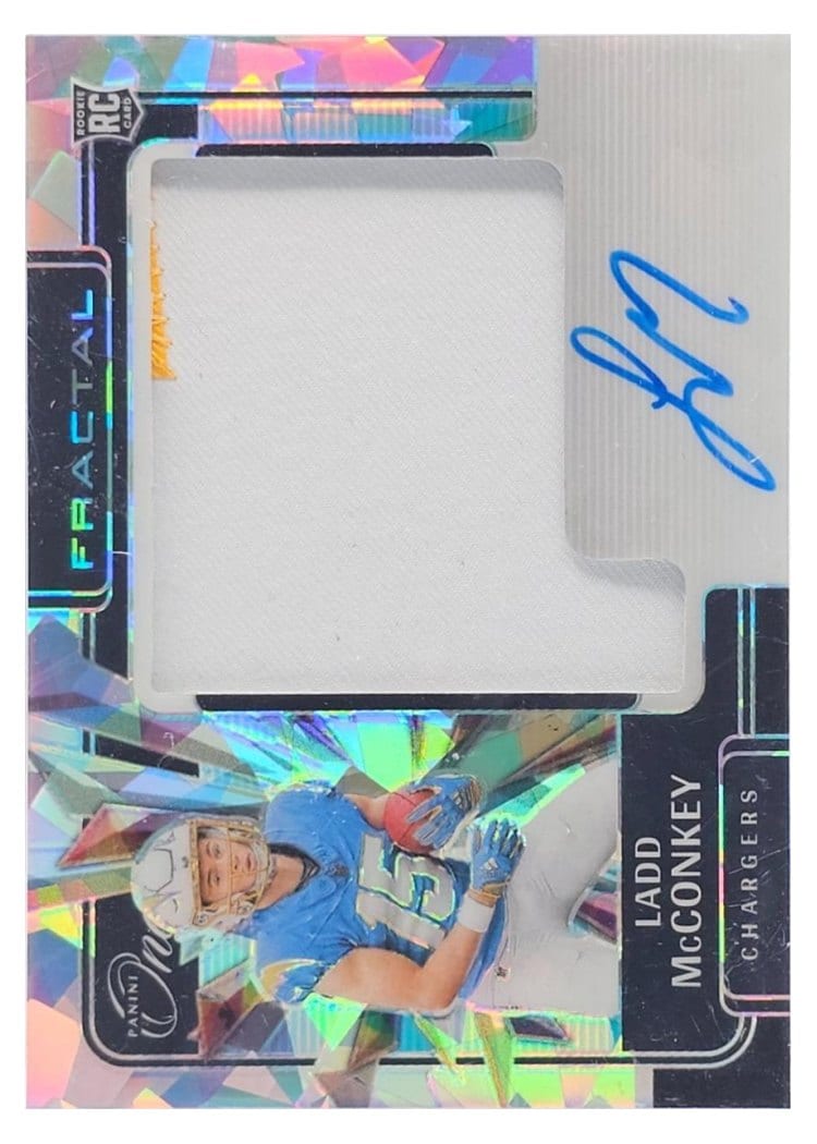 2024 Panini One Rookie Fractal Autographs Ladd McConkey #399 card