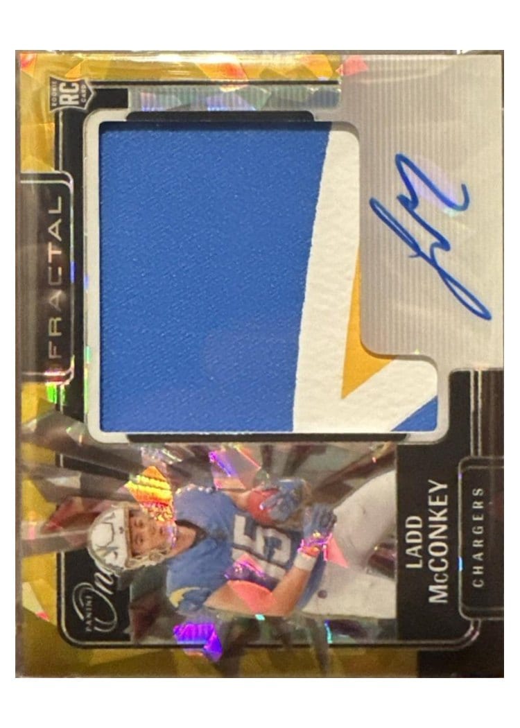 2024 Panini One Rookie Fractal Autographs Ladd McConkey #399 card