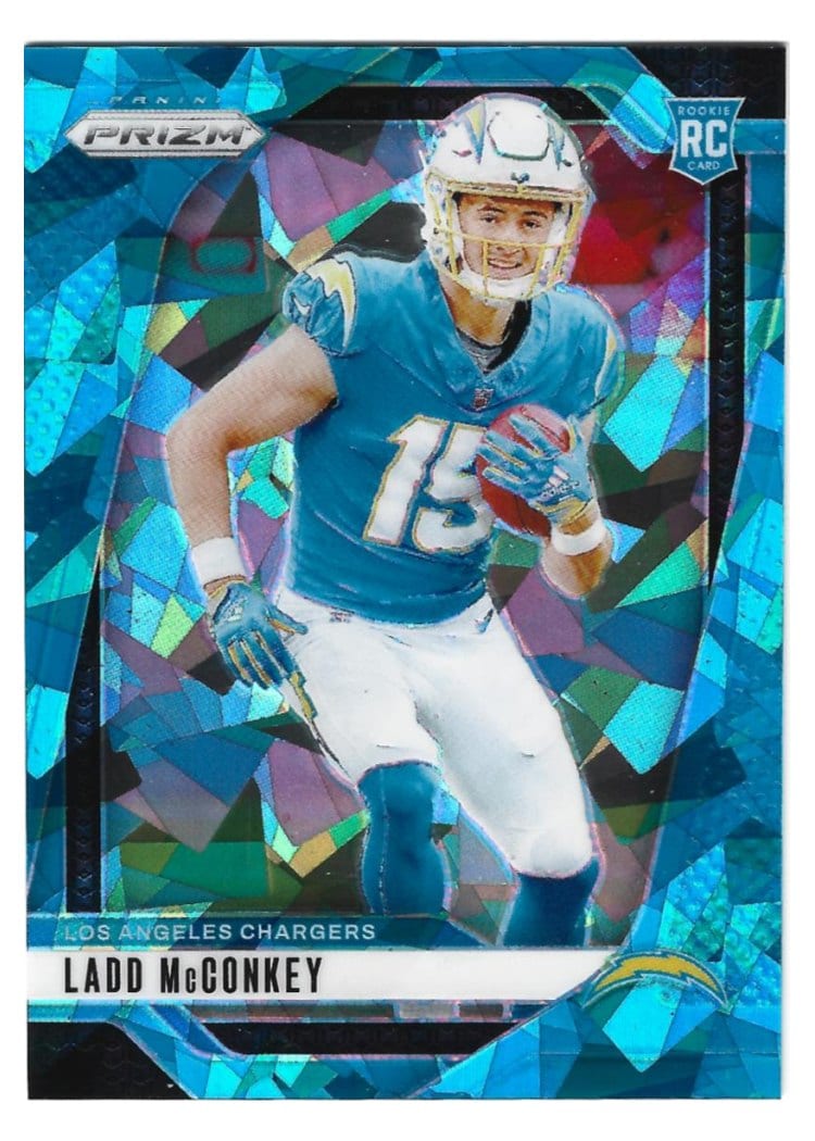 2024 Panini Prizm Base Set Ladd McConkey Blue Ice #365 card