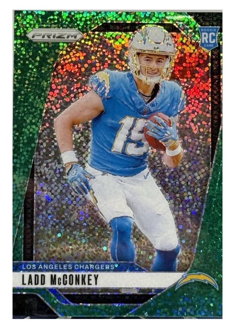 2024 Panini Prizm Base Set Ladd McConkey Green Sparkle #365 card