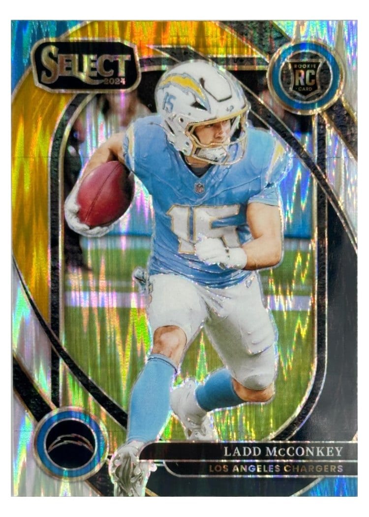 2024 Panini Select Base Set Ladd McConkey Black Prizm Shock #268 card