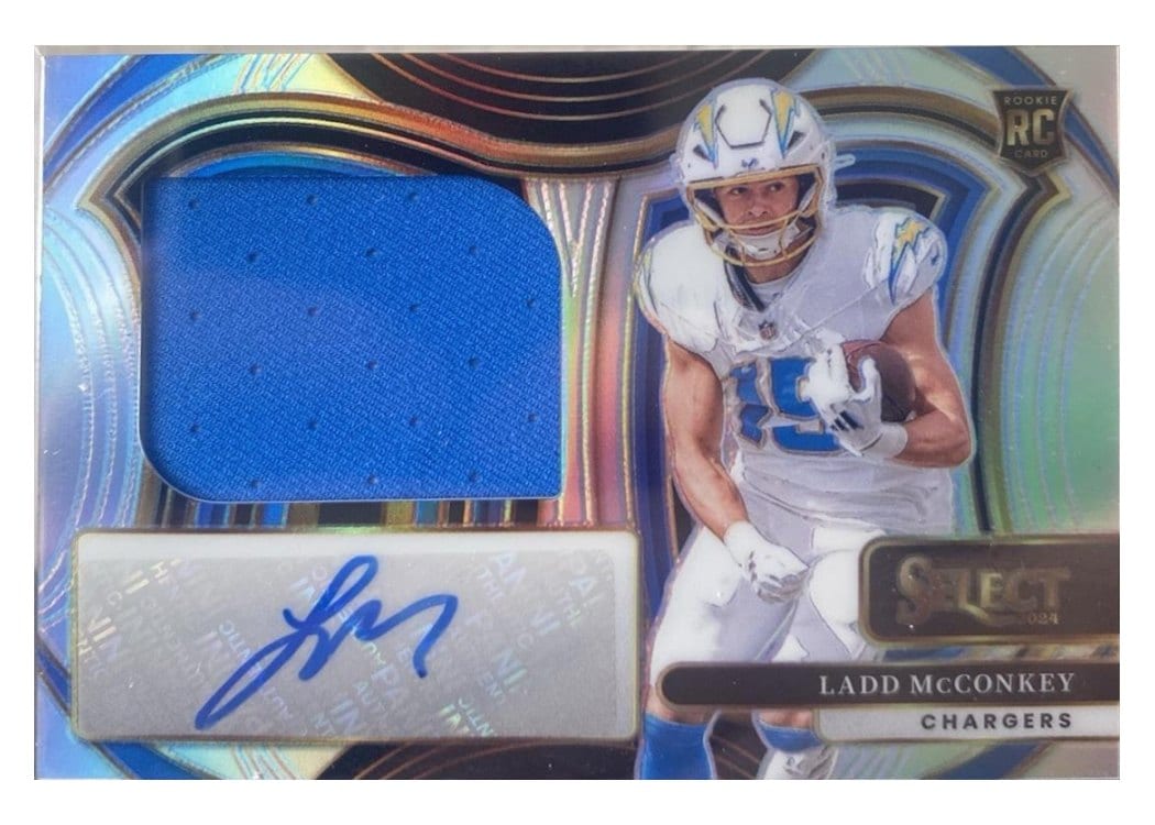 2024 Panini Select Jumbo Rookie Signature Swatches Ladd McConkey #10 card