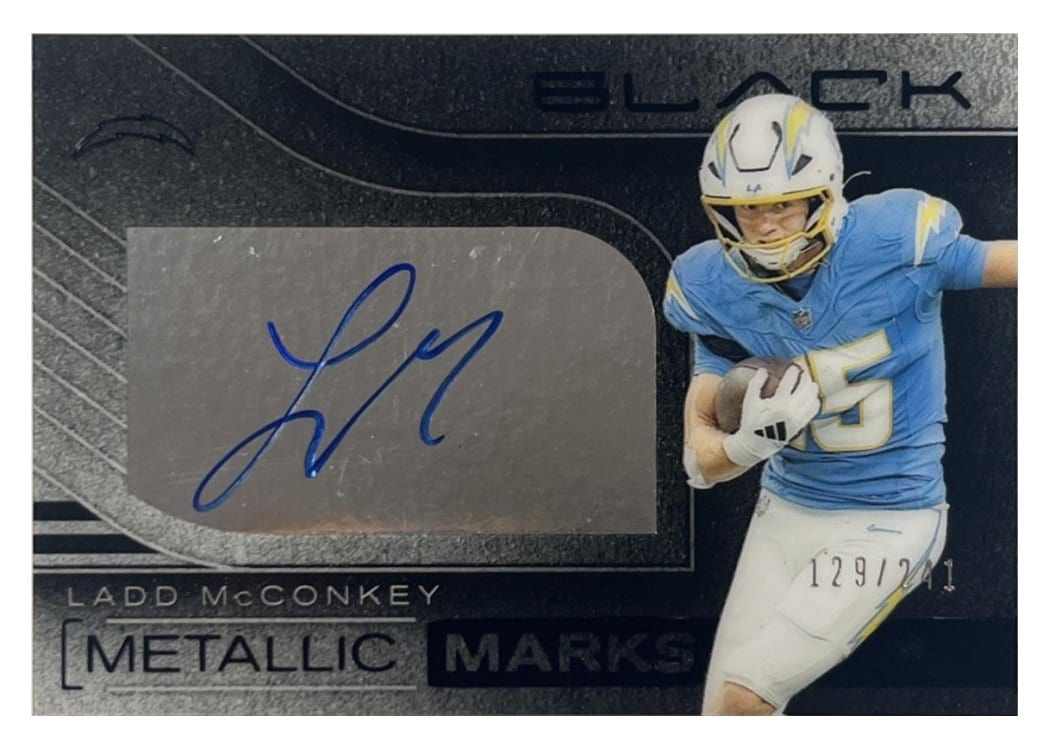 2025 Panini Black Metallic Marks Ladd McConkey #6