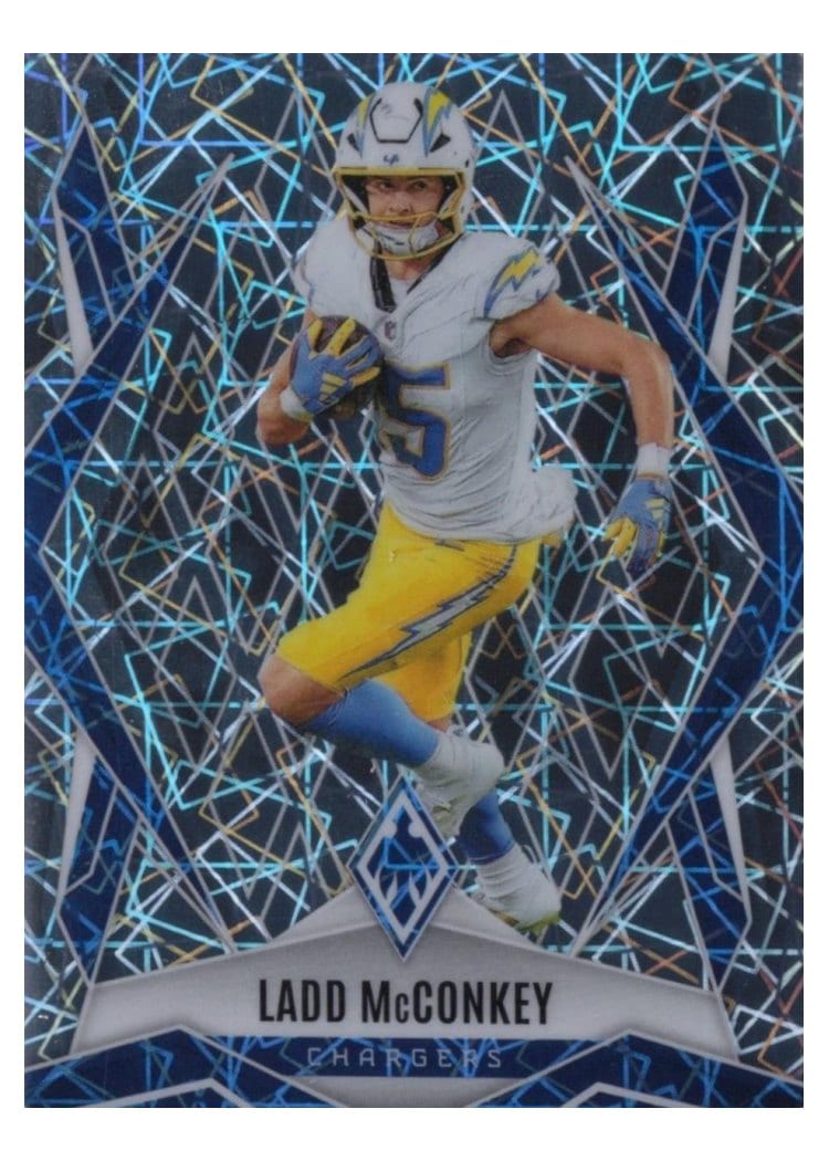 2025 Panini Phoenix Base Set Ladd McConkey Silver Lazer #66 card