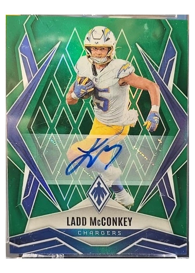 2025 Panini Phoenix Base Set Ladd McConkey Green Autograph #66 card