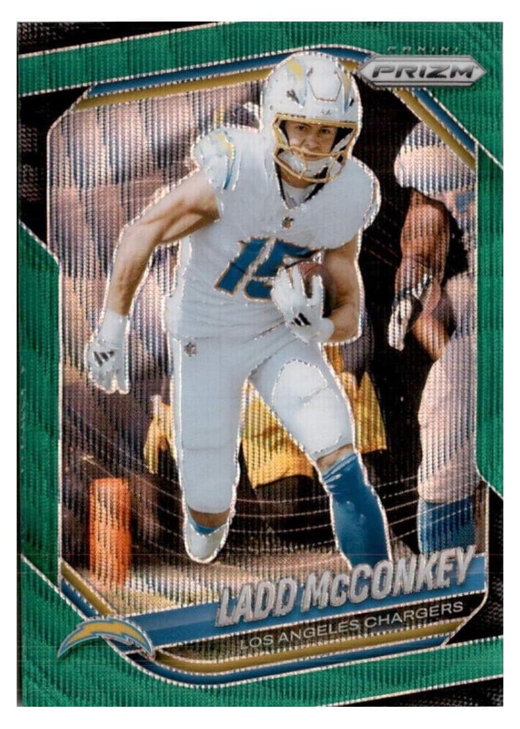 2025 Panini Prizm Base Set Ladd McConkey Green Wave #18 card