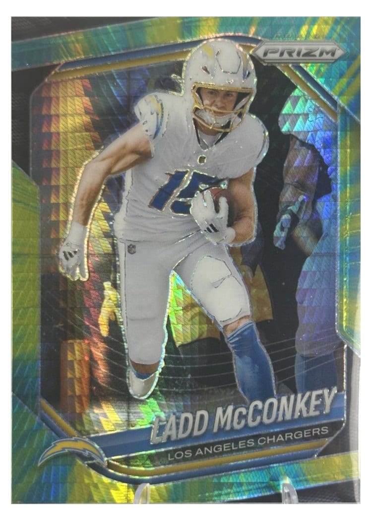 2025 Panini Prizm Base Set Ladd McConkey Hyper #18 card