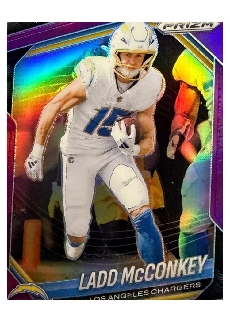 2025 Panini Prizm Base Set Ladd McConkey Purple #18 card