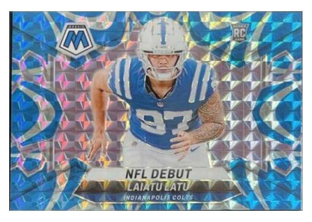 2024 Panini Mosaic Base Set Laiatu Latu Blue Reactive #290 card