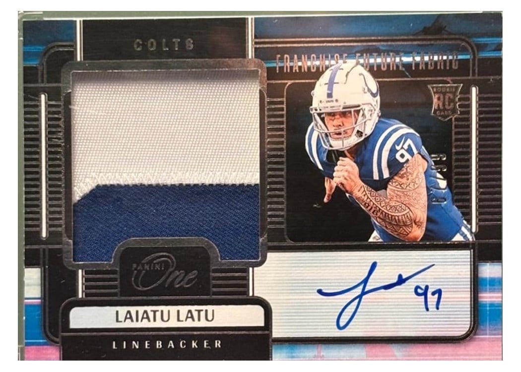 2024 Panini One Franchise Future Fabric Autographs Laiatu Latu #94 card