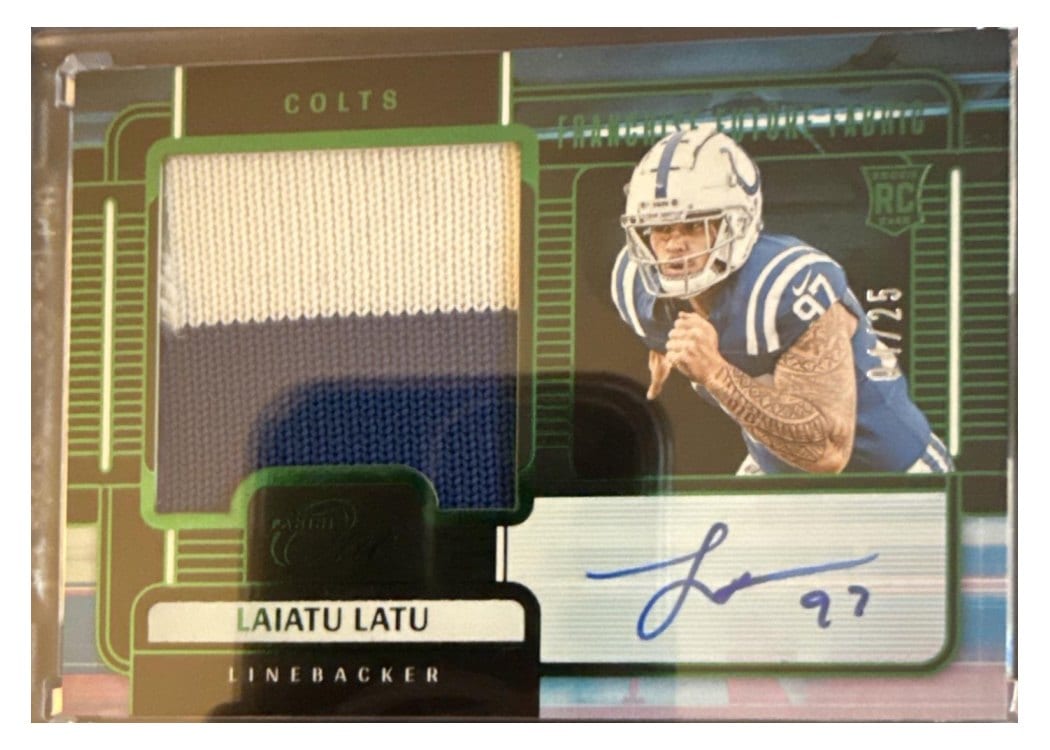 2024 Panini One Franchise Future Fabric Autographs Laiatu Latu #94 card