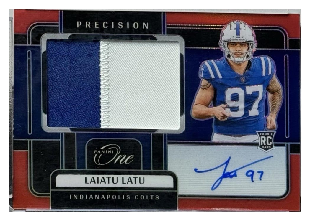 2024 Panini One Precision Rookie Patch Autographs Laiatu Latu #327 card