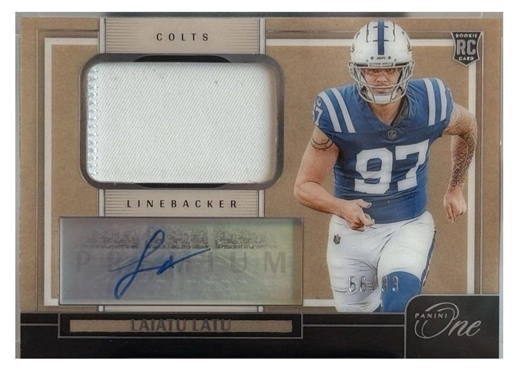 2024 Panini One Premium Rookie Patch Autographs Laiatu Latu #127 card