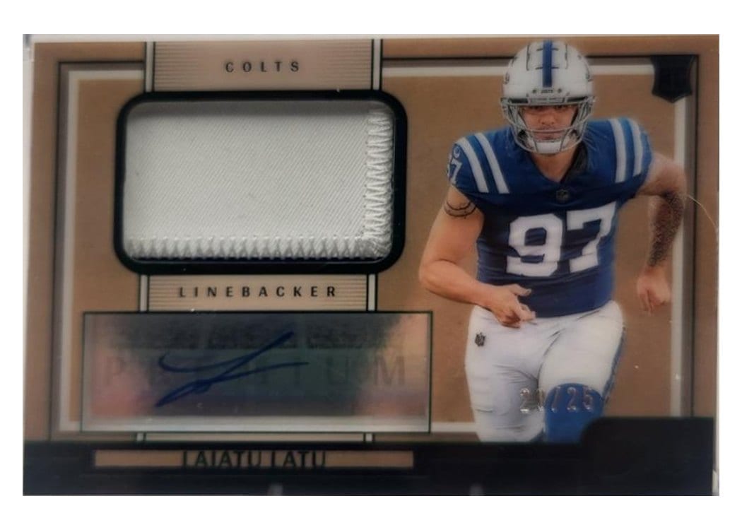 2024 Panini One Premium Rookie Patch Autographs Laiatu Latu #127 card
