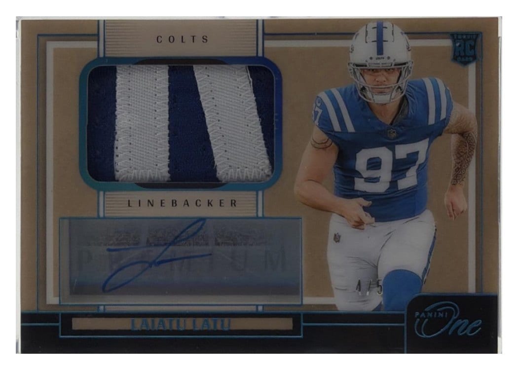 2024 Panini One Premium Rookie Patch Autographs Laiatu Latu #127 card