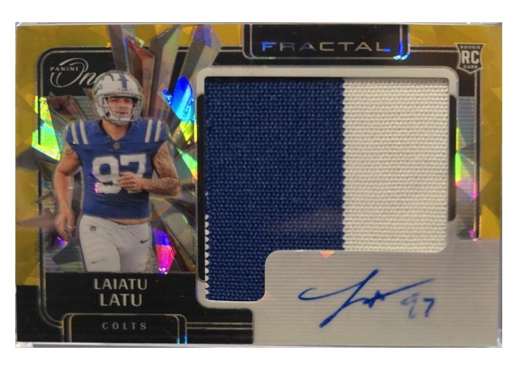 2024 Panini One Rookie Fractal Autographs Laiatu Latu #416 card
