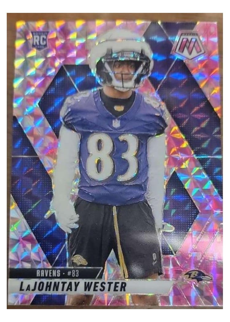 2025 Panini Mosaic Base Set LaJohntay Wester Camo Pink #366 card