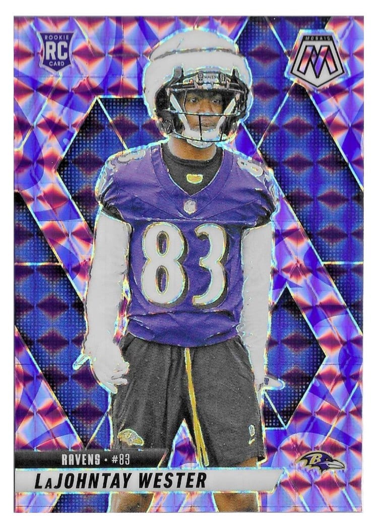 2025 Panini Mosaic Base Set LaJohntay Wester Reactive Purple #366 card