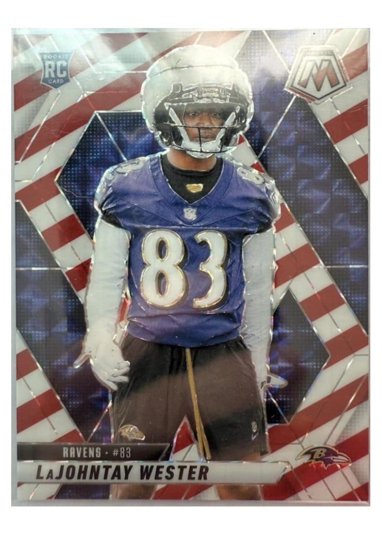 2025 Panini Mosaic Base Set LaJohntay Wester Red White Stripe #366 card