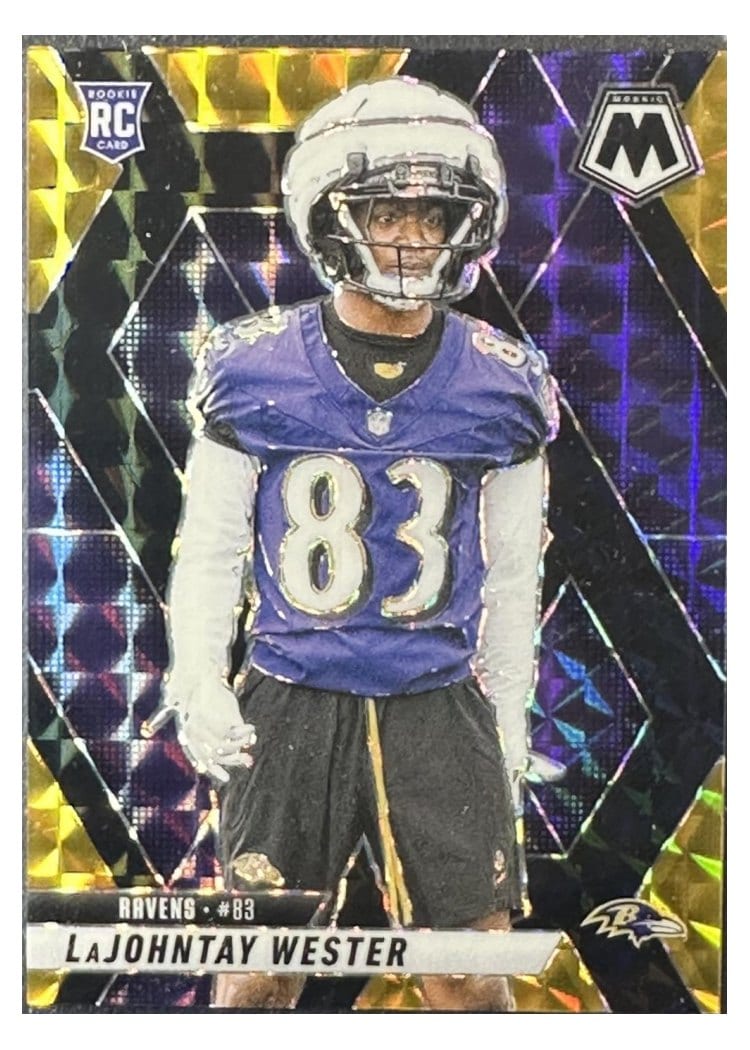 2025 Panini Mosaic Base Set LaJohntay Wester Choice Black Gold #366 card