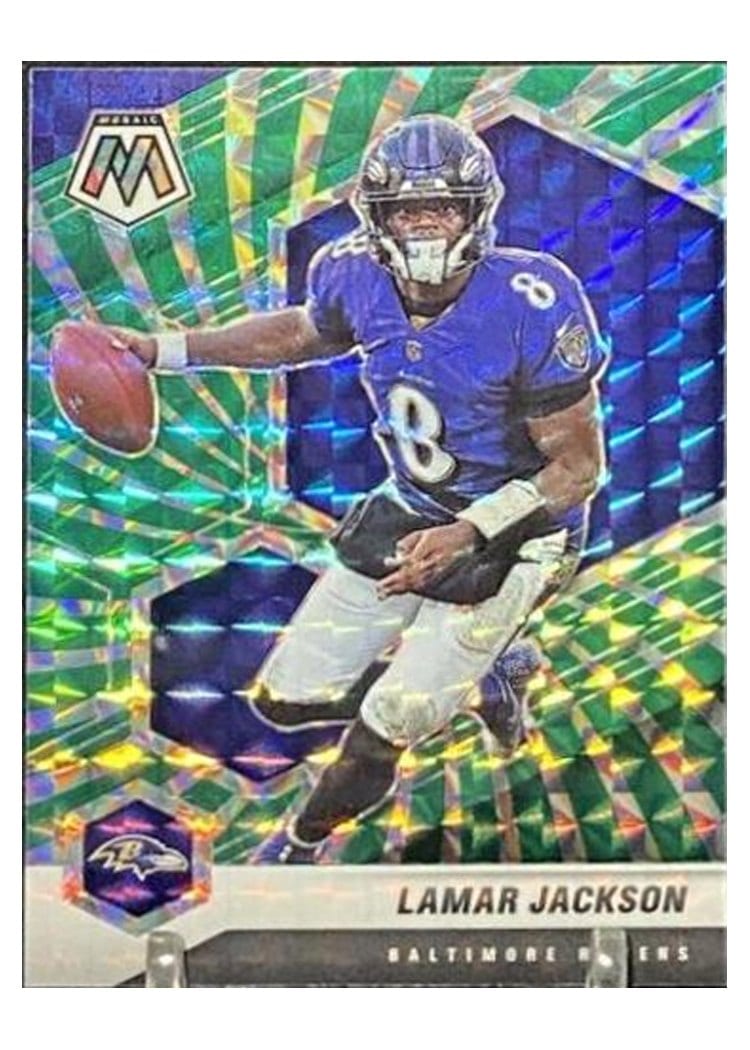 2021 Panini Mosaic Base Set Lamar Jackson Green Swirl Mosaic #19 card