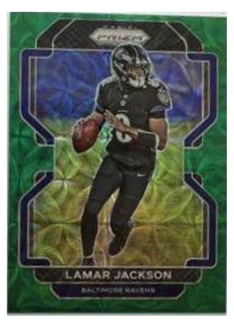 2021 Panini Prizm Base Set Lamar Jackson Green Scope Prizm #282 card