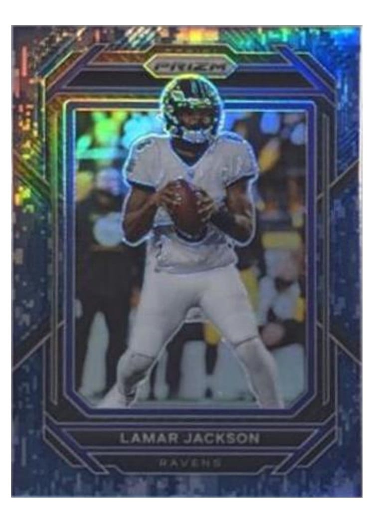 2022 Panini Prizm Base Set Lamar Jackson Blue Shimmer #19 card