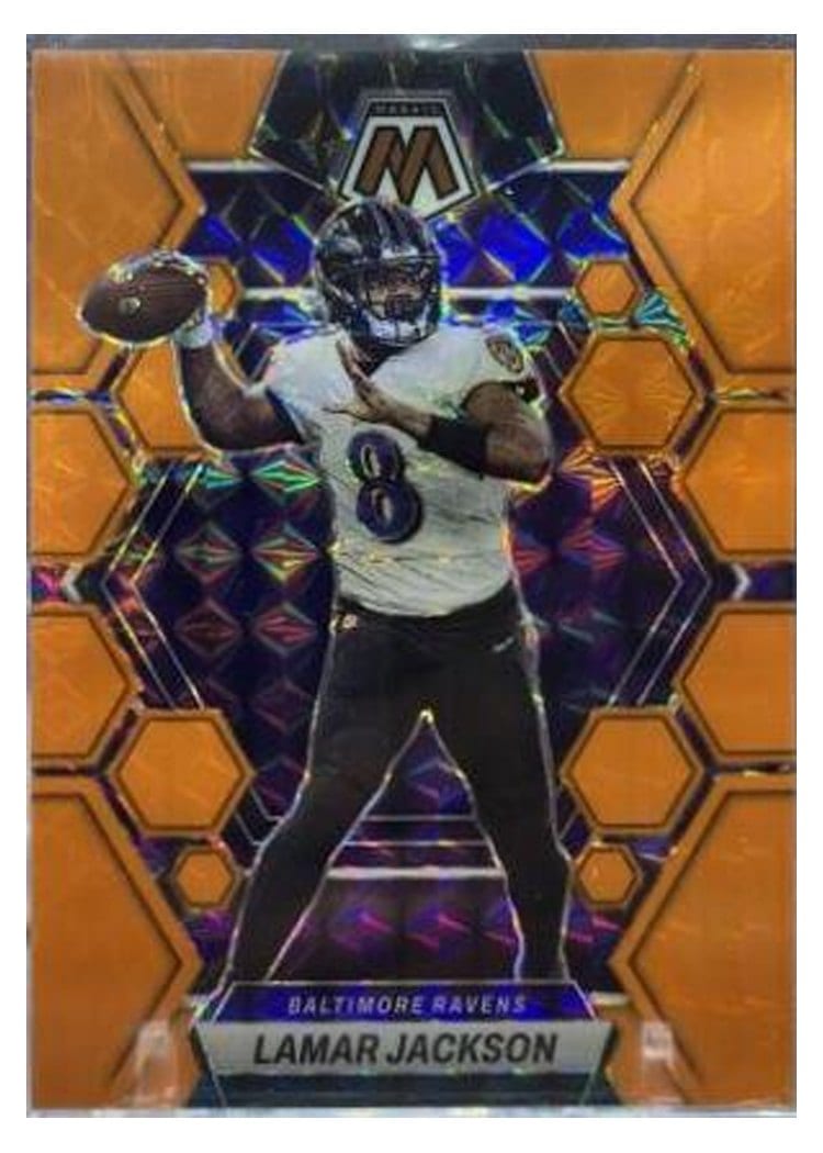 2023 Panini Mosaic Base Set Lamar Jackson Orange Fluorescent #13 card