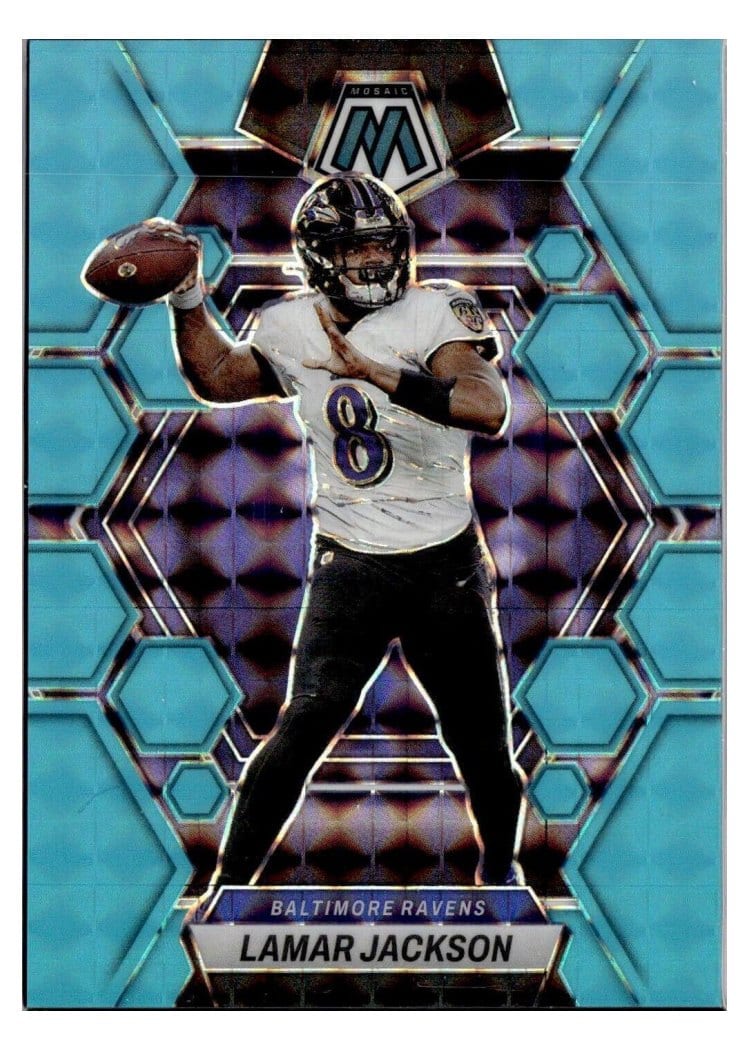 2023 Panini Mosaic Base Set Lamar Jackson Blue Fluorescent #260 card