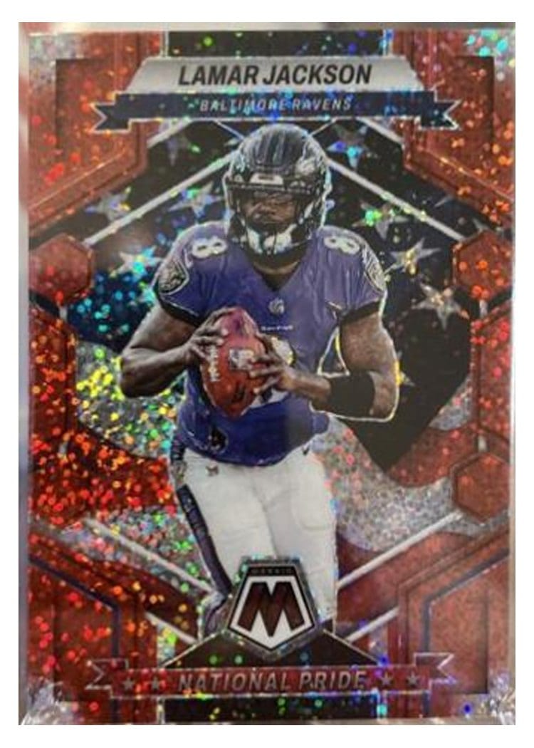 2023 Panini Mosaic Base Set Lamar Jackson Red Sparkle #260 card