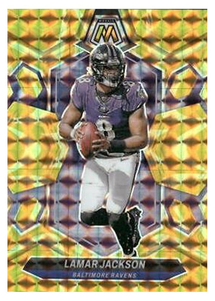 2024 Panini Mosaic Base Set Lamar Jackson Yellow Reactive #15 card