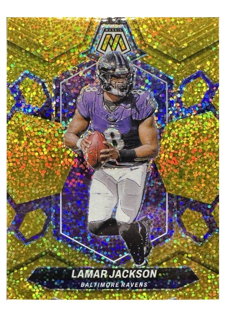 2024 Panini Mosaic Base Set Lamar Jackson Gold Sparkle #15 card