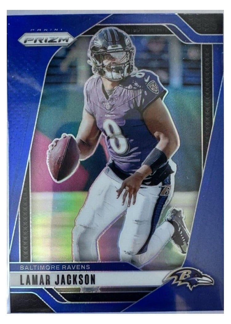 2024 Panini Prizm Base Set Lamar Jackson Blue #19 card
