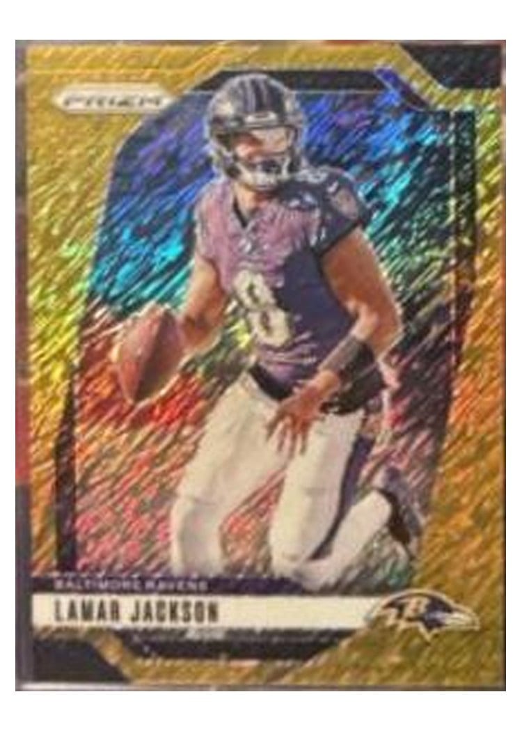 2024 Panini Prizm Base Set Lamar Jackson Gold Shimmer #19 card