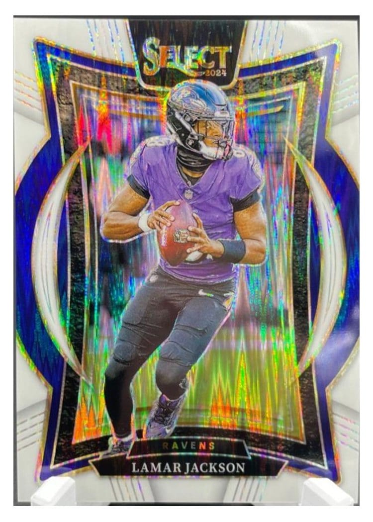 2024 Panini Select Lamar Jackson White Prizm Shock #35 card