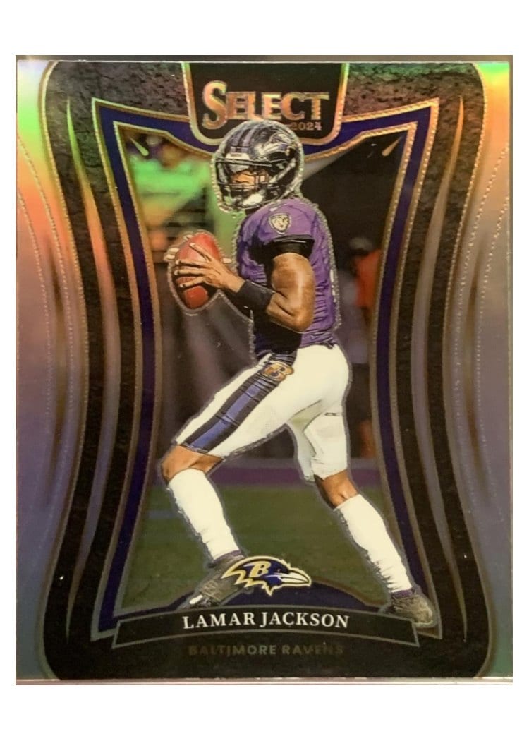 2024 Panini Select Base Set Lamar Jackson Silver Prizm #386 card