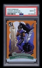2025 Panini Donruss Downtown Lamar Jackson Gold #1 card