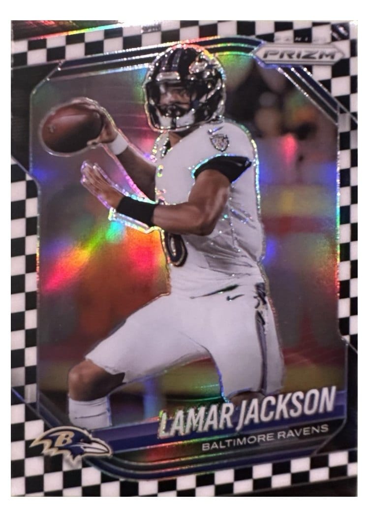 2025 Panini Prizm Base Set Lamar Jackson Black White Checker #78 card