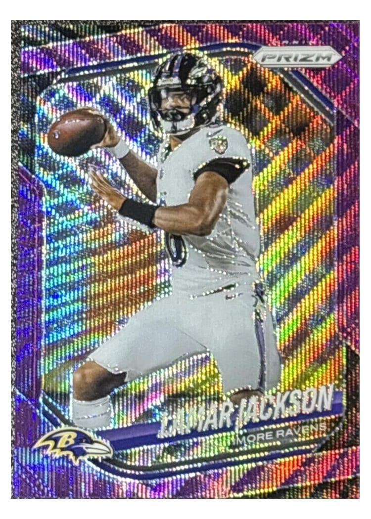 2025 Panini Prizm Base Set Lamar Jackson Purple Wave #78 card