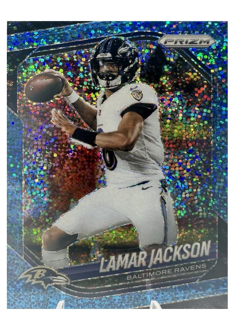 2025 Panini Prizm Base Set Lamar Jackson Blue Sparkle #78 card