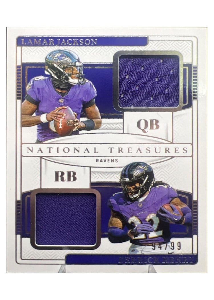 2024 Panini National Treasures NFL Gear Combo Materials Lamar Jackson/Derrick Henry #3 card