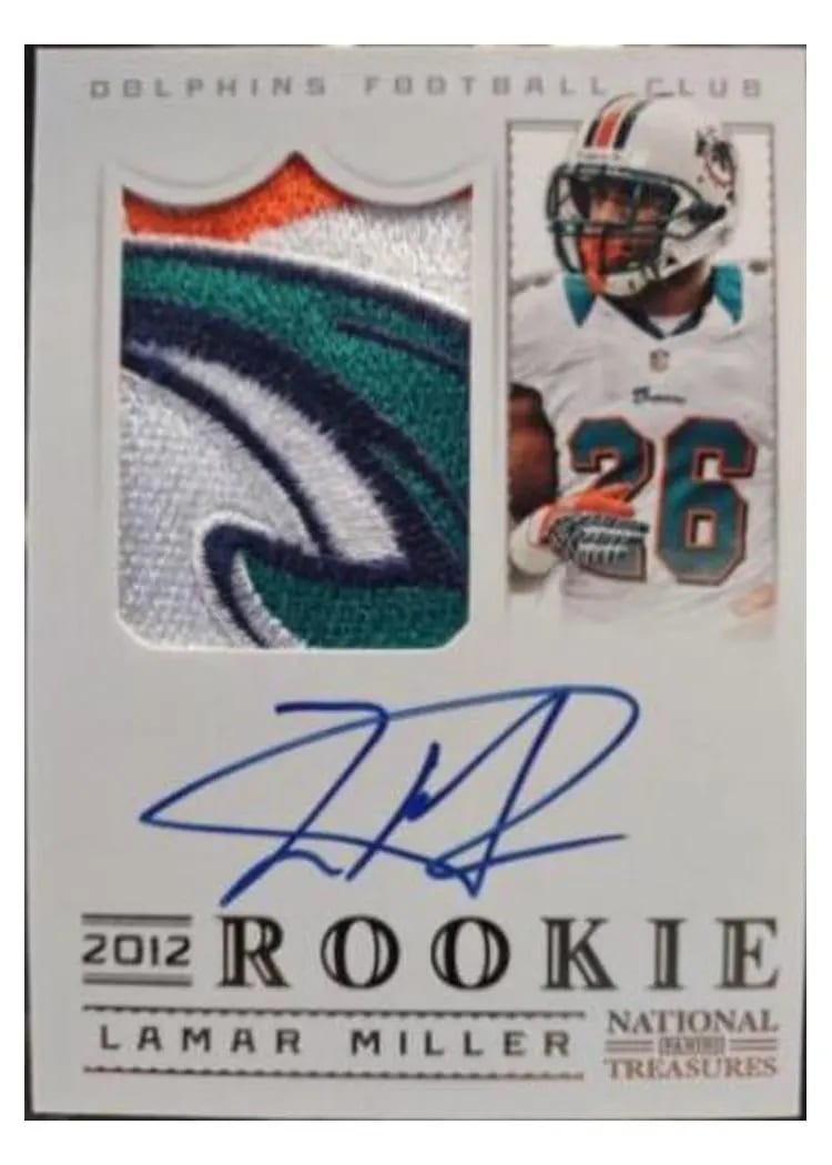 2012 Panini National Treasures Lamar Miller #312 card
