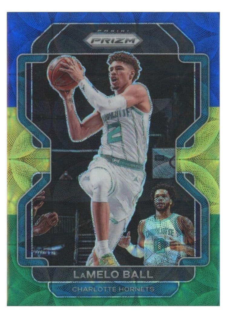 2021-22 Panini Prizm Base Set LaMelo Ball Blue Hyper Prizm #185 card