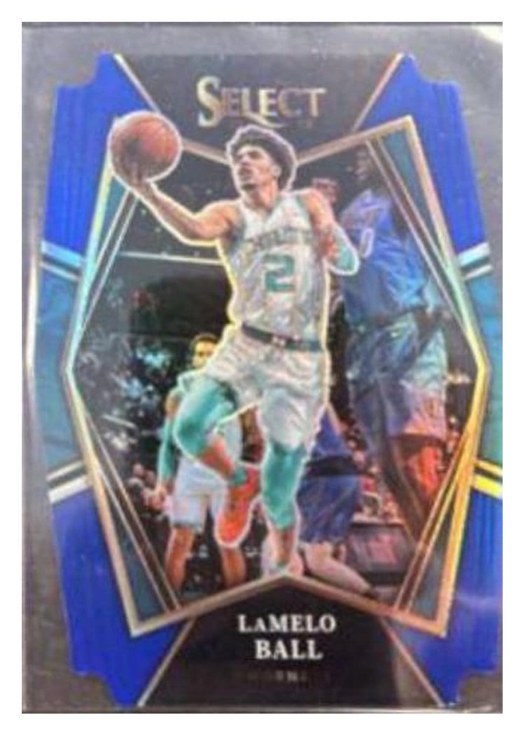 2021-22 Panini Select Base Set LaMelo Ball Blue Prizm Die Cut #185 card