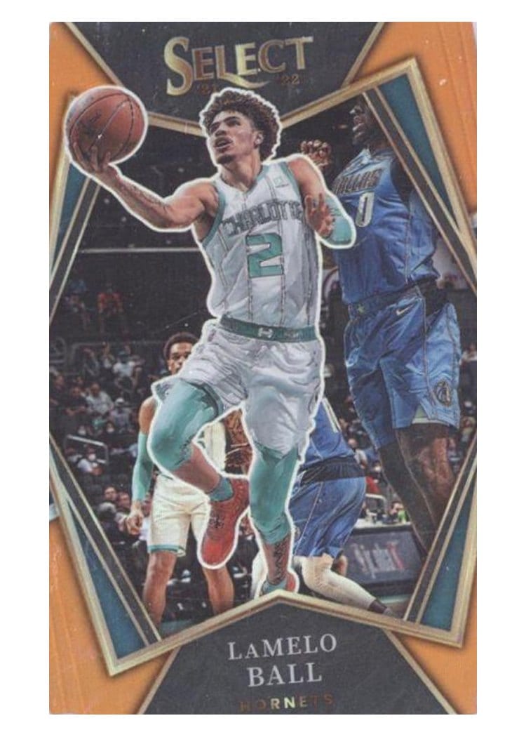 2021-22 Panini Select Base Set LaMelo Ball Orange Prizm Die Cut #185 card